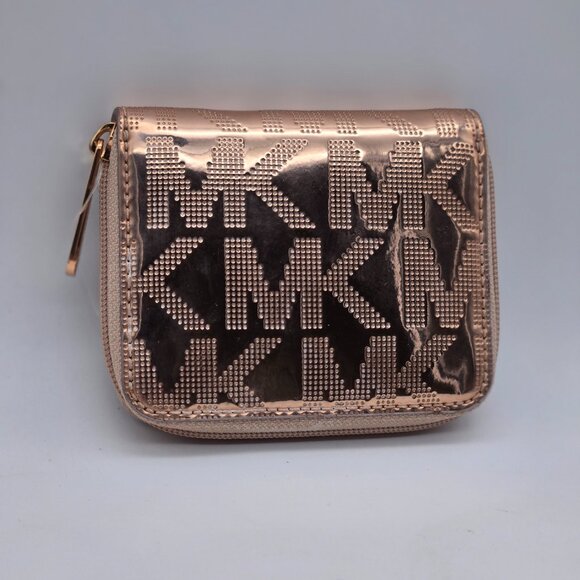 Michael Kors Rose Gold Mirror Metallic Bifold Wallet - Picture 2 of 8
